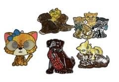 Vintage Lot Of 5 Kitty Cat Dog Stained Glass Ornaments Sun Catchers Handmade
