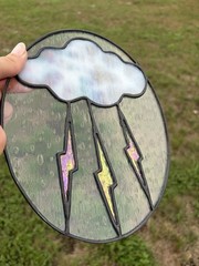 Thundercloud Stained Glass Sun Catcher – Textured Glass, Iridescent Glass