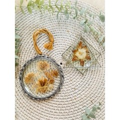 Pair of Vintage Beveled Glass Dried Flowers Suncatchers Wall Hangings