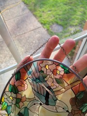 Joan Baker Designs Blue Birds Springtime Themed Stained Glass Sun Catcher 9×6.5″