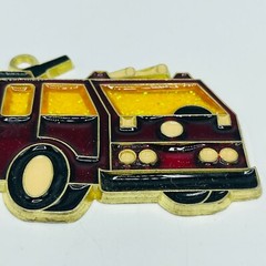 Vintage Fire Truck Sun Catcher Suncatcher Window Firefighter Measures 5.5″