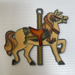 Vintage Stained Glass Metal Carousal Merry Go Round Horse Sun Catcher Set of 2