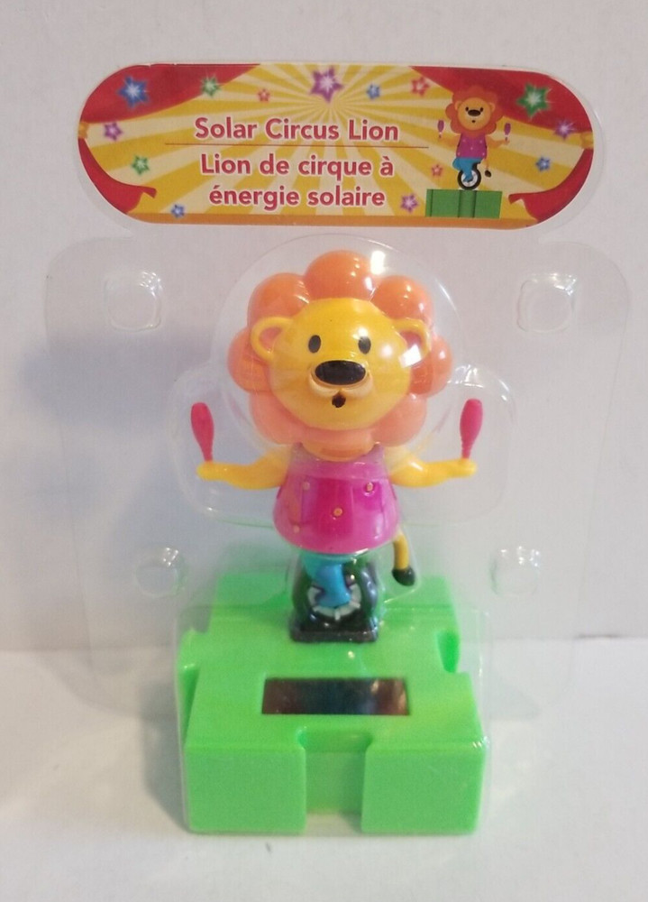 Solar Power Dancer Circus Lion Juggling and Riding Unicycle Bobble Toy