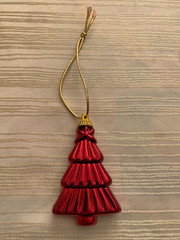 Holiday Christmas Tree Tree Ornament 4″ Red Plastic