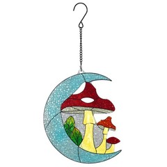 Stained Glass Suncatchers, Hand-Painted Red & Moon Window Hanging Decor, Hous…