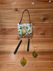 Fused Glass Peacock Wind Chime 15” Tall 3cnt25jj