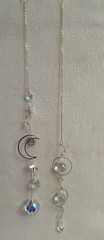 Crystal Sun Catcher Moon Prism Pendant Suncatcher Rainbow Hanging Decor Set of 2