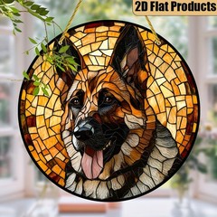 German Shepherd Mosaic Acrylic Suncatcher Dog Lover Window Hanging Decoration