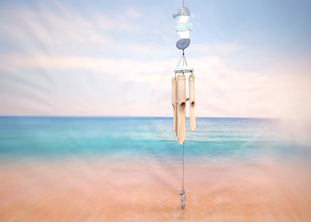 Hanging Bamboo Seahorse Windchime (1 Chime approx. 34 x 3.5 inches)