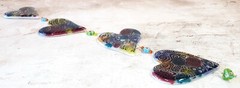 Abstract Hand-Painted Hearts Quartet Fused Glass, Gift for Valentine’s Day
