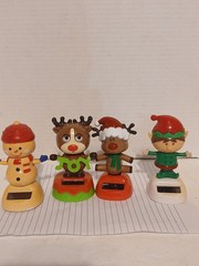4 Christmas Solar Powered Figuarines Snowman, Elfs,reindeers