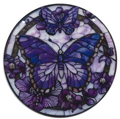 Purple Butterfly & Flowers Suncatcher Decor: Acrylic Window Hanging & Chain Kit