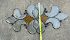 Arts & Crafts Stained Glass Suncatcher Amber Slag Glass 19”