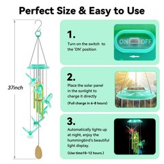 Solar Wind Chimes Color Changing Wind LED Lights for Garden Patio Yard Porch