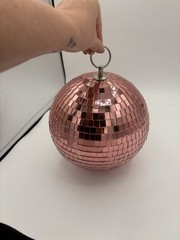 Pink Glass Disco Ball Hanging Decor Mirror Ball Retro Party Boho 9.5”