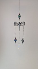 Handmade Suncatcher On Lake Erie Driftwood Metal And Glass Beads Dragonfly