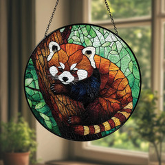 Cute Red Panda Glass Suncatcher Window Hanging Decor – 7.8 inches
