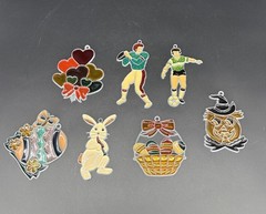 Stained Glass Suncatchers Window Ornaments Sports Easter Halloween Lot Of 7 Vtg