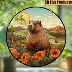 Adorable Groundhog Acrylic Suncatcher Cozy Home Decoration Window Plaque Gift
