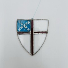 Vintage Episcopal Church Shield Suncatcher Wall Hanging Ornament 4″x3.5″