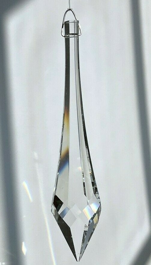 100mm Majestic Icicle Clear Crystal Pendant Prism Suncatcher 4″
