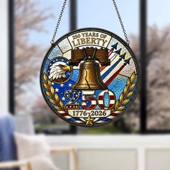 American Flag Patriotic Red Stained Glass Suncatcher