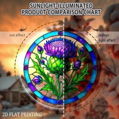 2D Flat Acrylic Thistle Sun Catcher Purple Flower Window Art Decor for Garden