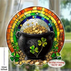Colorful Acrylic Suncatcher Rainbow Pot of Gold St. Patrick’s Day Window Hanging