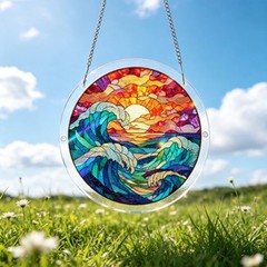 Gift Acrylic Ocean Wave Jigsaw Puzzle Window Hanging Family Home Decor