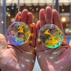 2pcs Round Crystal Sun Catcher Prism Rainbow Window Hanging Decor Set – NEW