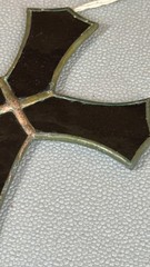 Vintage Purple Stained Glass Cross Suncatcher Christian Window Hanging