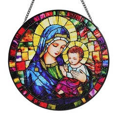 Virgin Mary Stained Glass Suncatcher, 8 Inch Christian Decor for Easter Gifts