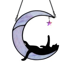 Black Cat Moon Suncatchers for Windows Unique Gifts for Cat Lovers