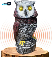 Solar Powered Garden Owl with Motion Detection Rotating Head Realistic