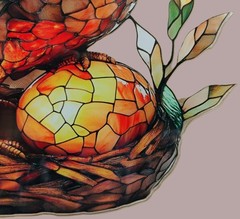 NWT MMIKA Acrylic Suncatcher-Rooster Shape w/Nest & Egg-Metal Chain Hanger-8″x8″