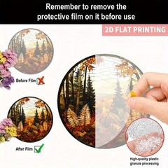 Autumn Forest Maple Fern Round Acrylic Suncatcher Fall Window Hanging Home Decor