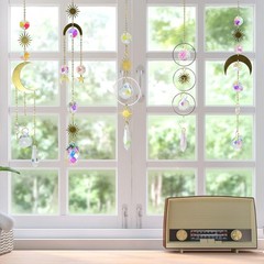 6Pieces Colorful Crystals Suncatcher Hanging Sun Catcher with Chain Pendant O…