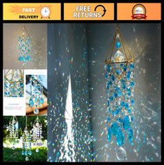 21.5” Crystal Prisms Suncatcher for Window | Gold-Plated Rainbow Catcher, Indoo