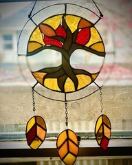 Hello Fall, Stained Glass Tree Sun Catcher, Christmas Gifts For Her