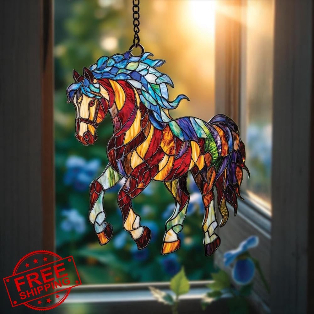 Horse Spiritual Acrylic Suncatcher, Boho Suncatchers for Window Hanging Ornam…