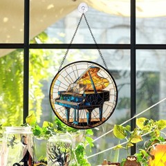 Faux Stained Glass Piano Suncatcher, Birthday Gift, Music Lover Window Hanging