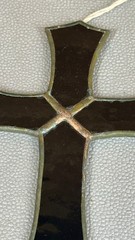 Vintage Purple Stained Glass Cross Suncatcher Christian Window Hanging