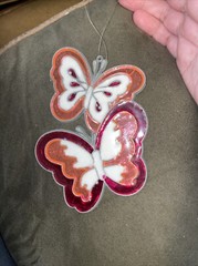 DOUBLE BUTTERFLY SUNCATCHER Pink 5×3.5 In Vintage