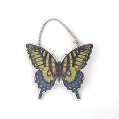 Amia Handcrafted Glass Blue Yellow Red Butterfly Window Sun-Catcher 7” Denver