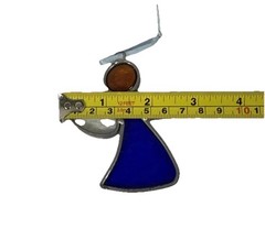 Vintage Stained Glass Suncatcher Angel Blue 3.5×2.5in