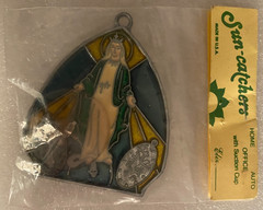 Vintage Blessed Miraculous Medal Suncatcher Virgin Mary Religious Catholic New