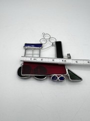 Vintage Stained Glass Train Suncatcher – Handmade Steam Locomotive Window Art