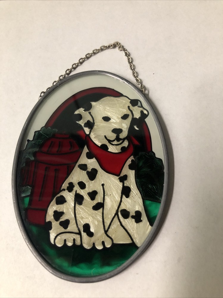 Stained Glass Sun Catcher Fire Hydrant Dalmatian Puppy 4.5″