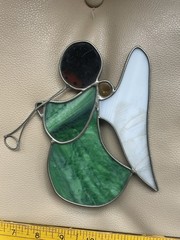 Vtg Ted De Grazia 80’ Ken Toney Stained Glass Sun Catcher Angel Christmas Set 2