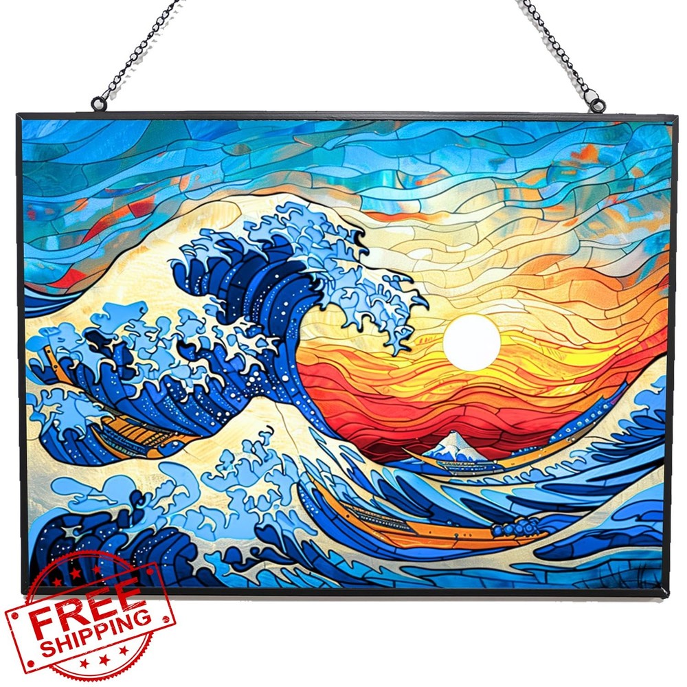 HYPESTYLE Ocean Wave Suncatcher 9.4×7.1 Stained Glass